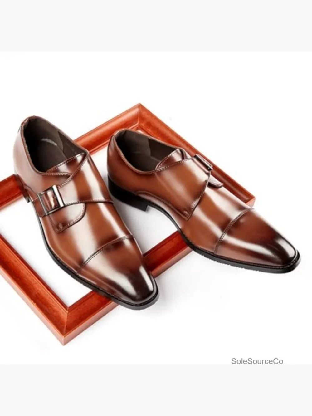 Genuine Leather Monk Strap Loafers Cap Toe Dress Oxford Slip On Shoes